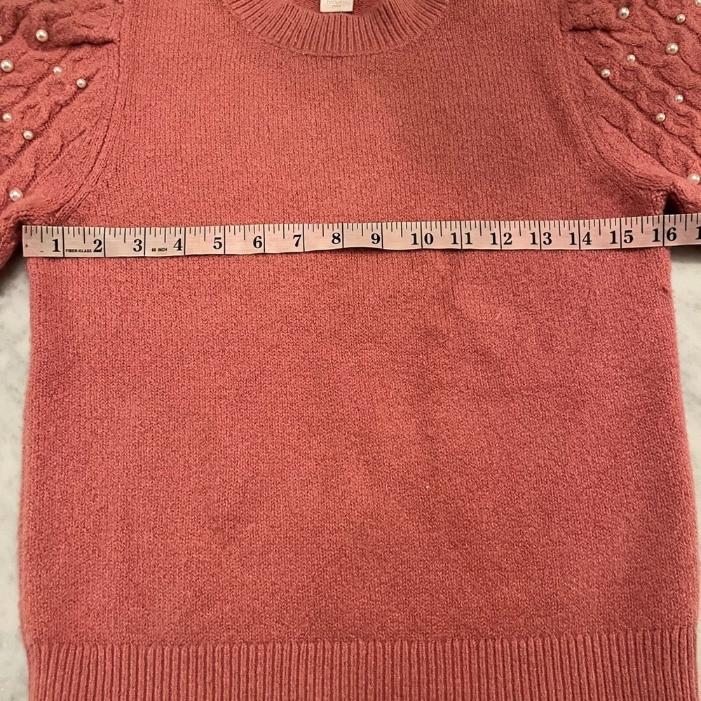 Rachel Parcell Pink Pearl Puff Sleeve Crewneck Sweater - Picture 6 of 8